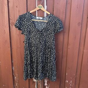 Vintage 90s For Good Black and White Floral Mini Dress